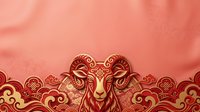 Young male goat with ornate golden horns and decorative patterns on warm coral background, suitable for zodiac astrology designs, horoscope graphics, and festive cultural artwork.
