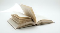 Open book with blank pages fanned out on white background, isolated and ready for design use on educational materials, publishing projects, and learning content.
