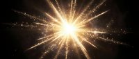 Brilliant golden starburst explosion with radiating light beams and sparkling particles on dark background for celebration designs and festive projects.