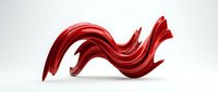 Red flowing fabric wave with dynamic motion isolated on white background for creative design projects and artistic compositions.