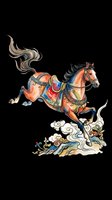 Watercolor galloping horse with ornate saddle and flowing mane, isolated on transparent background, ready for t-shirt design, stickers, clipart, and print on demand.