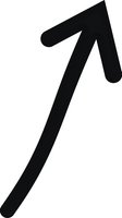 Black arrow pointing upward right, isolated on white background. Suitable for web design, user interface, directional signage, and graphic applications.