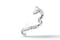 Clear spiral water splash frozen in motion against white background, dynamic liquid sculpture with droplets creating artistic flowing form. Isolated on white.