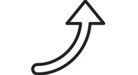 Curved arrow pointing upward on white background isolated for design elements and business presentations.