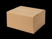 Closed brown cardboard shipping box isolated on transparent background, ready for t-shirt design, stickers, clipart, print on demand, and sublimation projects.
