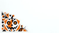 Isolated geometric fox head composed of orange and black abstract shapes and triangles on white background, suitable for logo design, branding, and print applications.