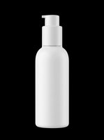 White pump bottle isolated on transparent background, ready for cosmetic, skincare, and beauty product packaging design mockups, labels, and print-on-demand applications.
