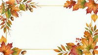 Autumn leaves and branches frame a blank center space with gold accents, perfect for seasonal greeting cards, fall invitations, and harvest-themed designs.