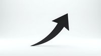 Black curved arrow pointing upward and right on white background isolated for business growth presentations and design projects.