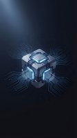 Futuristic microchip with glowing blue circuitry pathways radiating outward on dark background, representing artificial intelligence, computing technology, and digital innovation for tech concepts.