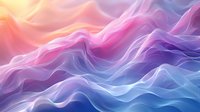 Dreamy abstract waves in pastel pink, purple, and blue colors creating a soft flowing landscape with gentle undulating motion.