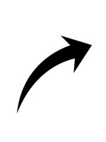 Black curved arrow pointing right on white background isolated for graphic design and presentation use.