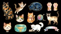 Cute cats collection isolated on transparent background, ready for t-shirt design, stickers, clipart, print-on-demand products and sublimation projects.