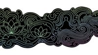 Ornate black and white decorative border with flowing swirls, lotus flowers and intricate line art patterns for elegant design projects and layouts.