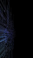 Abstract digital circuit board pattern with glowing blue lines and electronic components on black background for technology presentations.