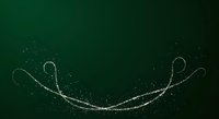 Glowing swirling lines with sparkling particles on dark green background, suitable for festive designs, holiday graphics, and decorative overlays.