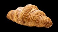 Freshly baked croissant with golden, flaky layers isolated on transparent background. Ready for bakery designs, food packaging, menus, t-shirts, stickers, and print-on-demand products.