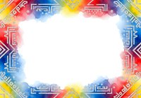Colorful geometric frame with neon circuit patterns and glowing light effects on transparent background, ready for design overlays, presentations, and digital projects.