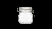 Empty glass storage jar with wire bail closure, isolated on transparent background. Ready for design use on t-shirts, clipart, stickers, print-on-demand products, and sublimation projects.