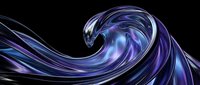 Flowing purple and blue liquid wave with glossy metallic finish on black background, suitable for abstract backgrounds, digital art, and modern design projects.
