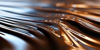 Liquid metallic surface with smooth waves and ripples creating dynamic light reflections in copper and dark tones, abstract modern background for luxury designs.