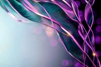 Abstract flowing purple and teal waves with glowing light effects on dark background create dynamic motion and ethereal atmosphere for creative design projects.
