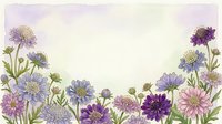 Watercolor floral border with purple, lavender, and pink wildflowers on a soft light background, perfect for greeting cards and invitations.