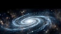 Spiral galaxy with glowing blue and white stars, cosmic dust, and swirling arms against dark space. Suitable for astronomy, science education, and space exploration backgrounds.