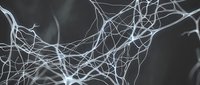Glowing neural network with interconnected neurons and synapses on dark background, depicting brain activity and nervous system communication.