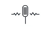Vintage microphone icon with sound waves on white background for podcast, radio broadcasting, audio recording and music production design.