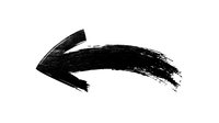 Black grunge arrow pointing left, hand-painted with brush strokes showing texture and movement. Ideal for graphic design projects indicating direction or return.