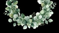 Watercolor eucalyptus wreath with green leaves, isolated on transparent background. Great for wedding invitations, stickers, t-shirt design, and print on demand.