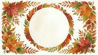 Autumn foliage wreath with fall leaves in warm tones frames a blank circular center space, ideal for seasonal greeting cards, invitations, and autumn-themed designs.