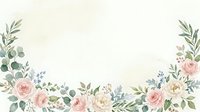 Watercolor floral frame with pink roses, eucalyptus leaves and greenery on cream background for wedding invitations, greeting cards and romantic designs.