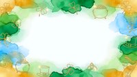 Watercolor St Patrick's Day frame with shamrocks, leprechaun hats and gold coins on white background for greeting cards and festive designs.