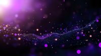 Magical purple and blue glowing particles with light trail effect on dark background, sparkling bokeh lights and shimmering wave motion creates dreamy atmosphere.