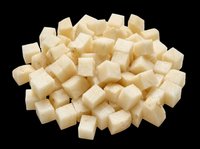 Diced raw potato cubes pile isolated on transparent background, ready for food clipart, print on demand, stickers, T-shirt design, and sublimation projects.