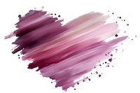 Abstract heart shape made with purple and pink watercolor brush strokes on white background for romantic designs and Valentine's Day projects.