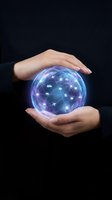 Hands protecting glowing digital globe with network connections representing global communication, technology innovation and data protection concepts.