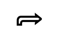 Black curved arrow pointing right with rounded corners isolated on white background for web design and user interface elements.
