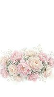 Watercolor floral arrangement with soft pink peonies and baby's breath on white background for wedding invitations and romantic designs.