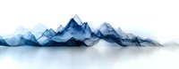 Translucent blue mountain range silhouette with layered watercolor effect creates serene minimalist landscape on white background, ready for design projects.