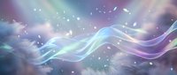 Ethereal flowing waves with iridescent colors and sparkling particles creating dreamy abstract background for digital art and fantasy designs.
