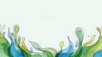 Abstract flowing organic shapes in blue and green watercolor style creating decorative border frame on light background for creative projects.