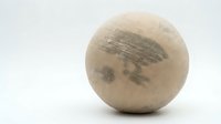 Natural wooden sphere with visible grain texture isolated on white background for craft projects and design elements.