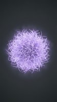 Glowing purple mandala flower with neon light effect on dark background for meditation and spiritual design projects.
