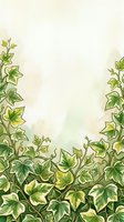 Watercolor ivy vines with green leaves frame isolated design on cream background, ready for invitations, cards, and botanical projects.