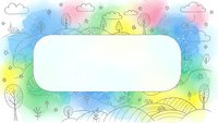 Watercolor rainbow frame with hand drawn nature elements and blank white space for text or design. Perfect for greeting cards and creative projects.