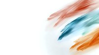 Soft abstract brush strokes in coral pink, turquoise blue and orange on white background create dynamic movement and modern minimalist artistic composition.