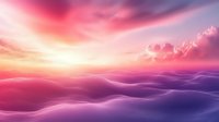 Dreamy pink and purple cloudscape with rolling waves of fog at sunset, creating an ethereal atmospheric landscape with vibrant sky gradients and glowing sunlight.